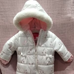 Wippette Pink Baby Snowsuit with Hood 12 mo